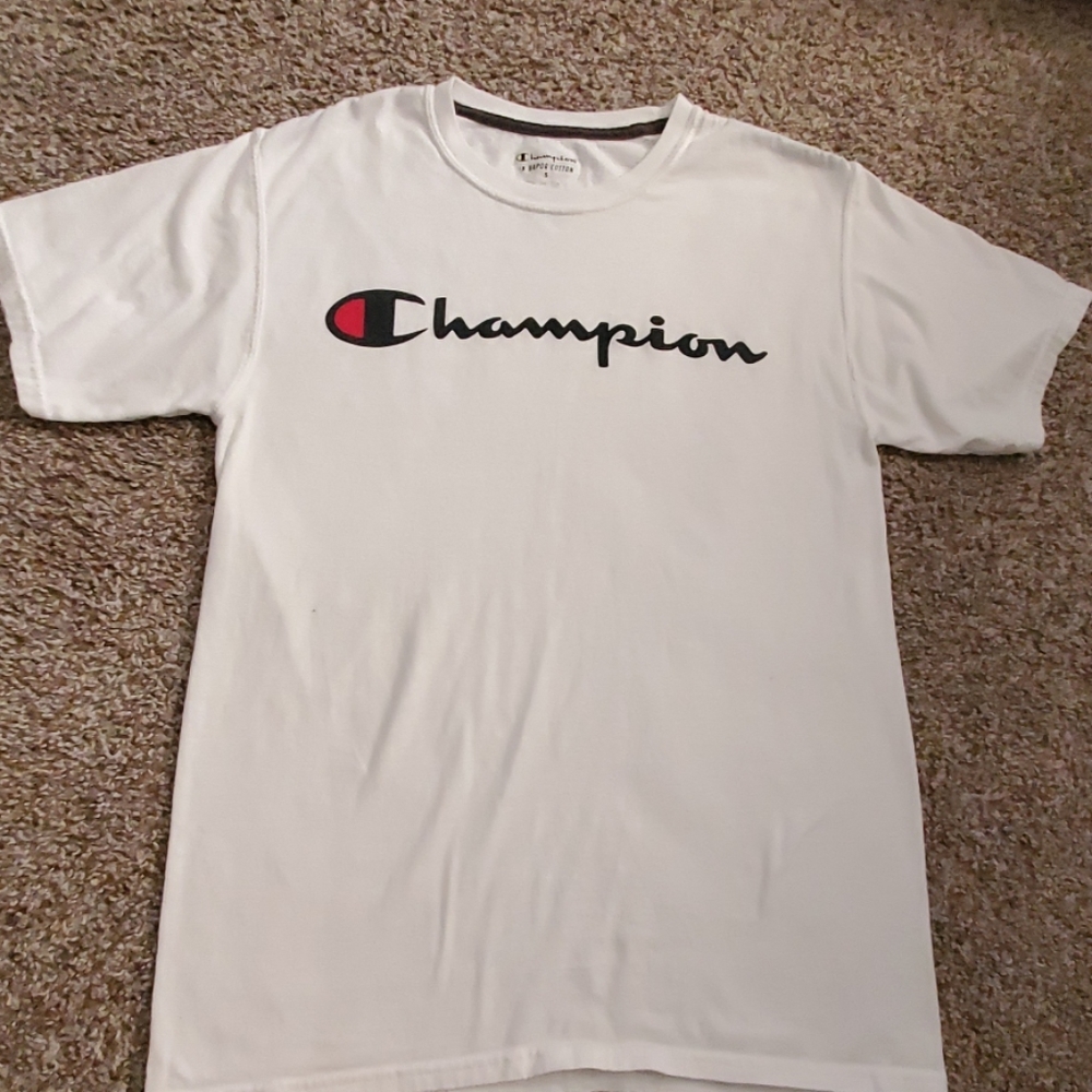 White Champion tee